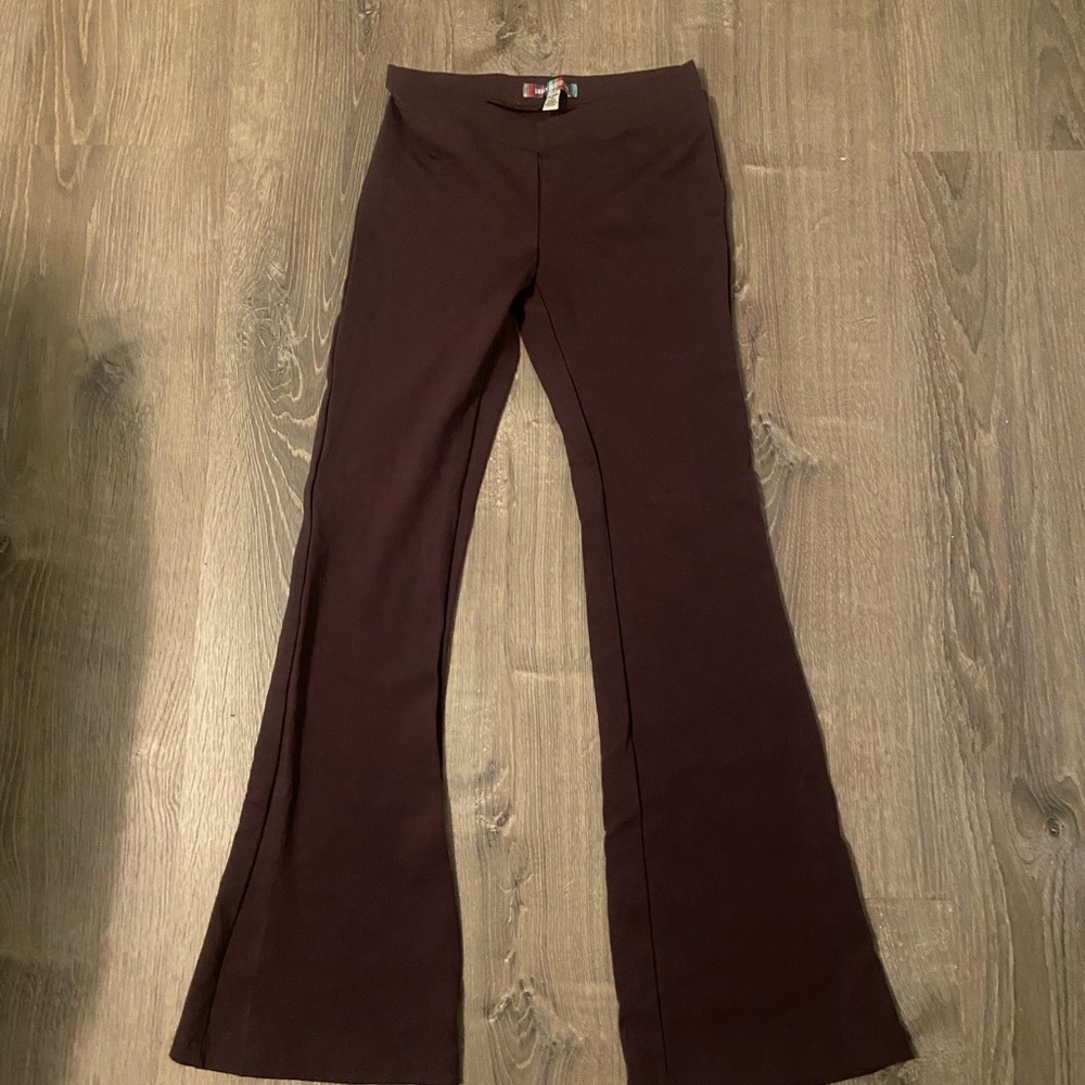 Purple flared pants with cross waist